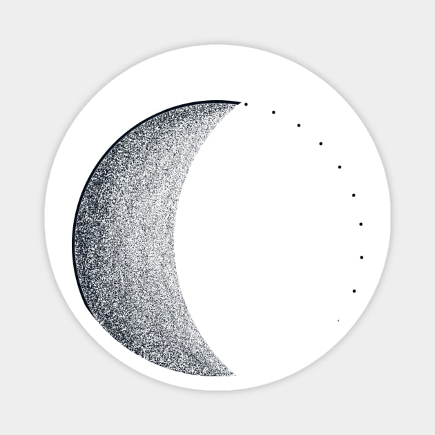 Waning Crescent Moon Magnet by jy ink